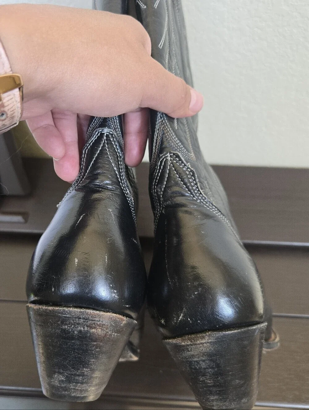 Vintage 80s Black Chris Romero cowbow boots 8